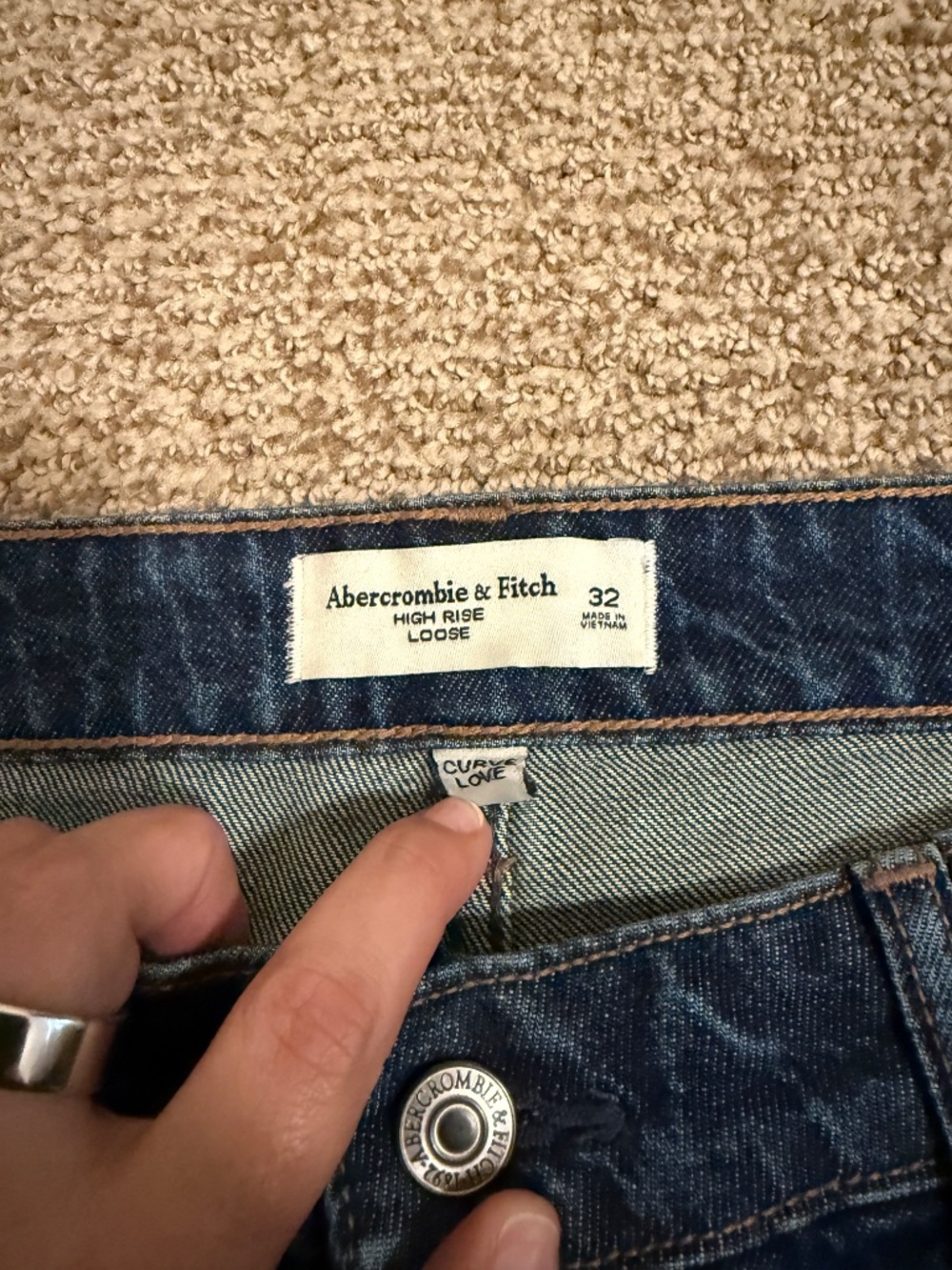 Abercrombie & Fitch High Rise Jeans - Dark Blue Denim - Picture 4 of 4
